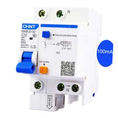 Ảnh của Át chống dòng rò CHINT NXBLE-32 1P+N C10 100mA 6kA 