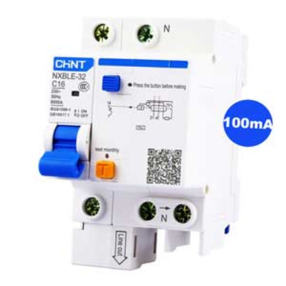 Ảnh của Át chống dòng rò CHINT NXBLE-32 1P+N C16 100mA 6kA 