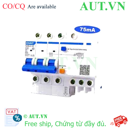 Ảnh của Át chống dòng rò CHINT NXBLE-32 3P C32 75mA 6kA 