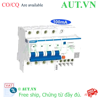 Ảnh của Át chống dòng rò CHINT NXBLE-32 4P C20 100mA 6kA 