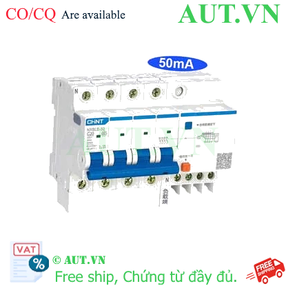Ảnh của Át chống dòng rò CHINT NXBLE-32 4P C20 50mA 6kA 