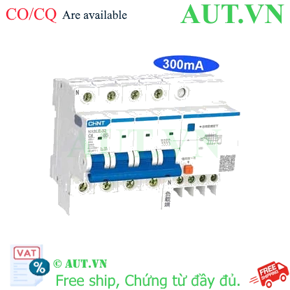 Ảnh của Át chống dòng rò CHINT NXBLE-32 4P C6 300mA 6kA 