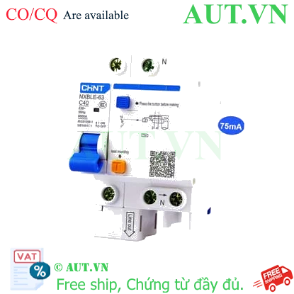 Ảnh của Cầu dao chống rò RCBO CHINT NXBLE-63 1P+N C40 75mA 6kA 