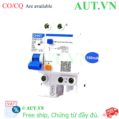 Ảnh của Cầu dao chống rò RCBO CHINT NXBLE-63 1P+N C50 100mA 6kA 