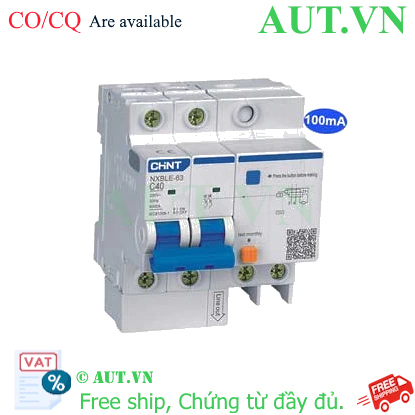 Ảnh của Cầu dao chống rò RCBO CHINT NXBLE-63 2P C40 100mA 6kA 