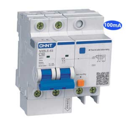 Ảnh của Cầu dao chống rò RCBO CHINT NXBLE-63 2P C50 100mA 6kA 