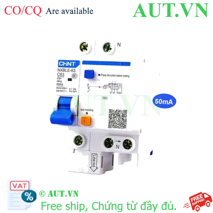 Ảnh của Cầu dao chống rò RCBO CHINT NXBLE-63 1P+N C63 50mA 6kA 