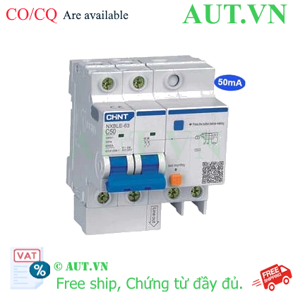 Ảnh của Cầu dao chống rò RCBO CHINT NXBLE-63 2P C50 50mA 6kA 