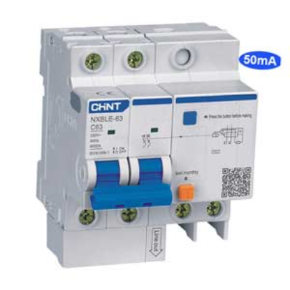 Ảnh của Cầu dao chống rò RCBO CHINT NXBLE-63 2P C63 50mA 6kA 