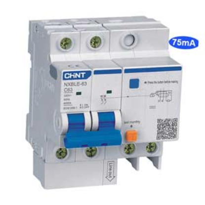 Ảnh của Cầu dao chống rò RCBO CHINT NXBLE-63 2P C63 75mA 6kA 
