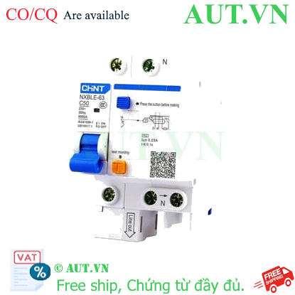 Ảnh của Cầu dao chống rò RCBO CHINT NXBLE-63 1P+N C50 30mA 6kA 