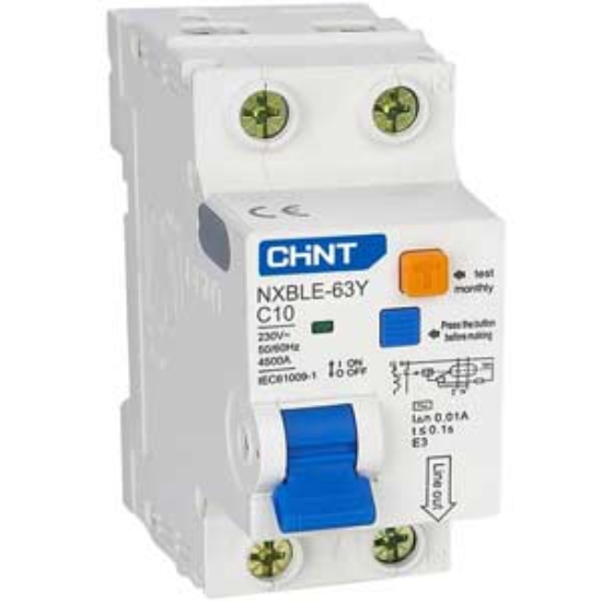 Ảnh của Cầu dao chống rò CHINT NXBLE-63Y 1P+N C10 0.01A 4.5kA 