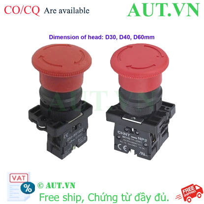 Ảnh của Nút nhấn đầu nấm, xoay để nhả, không đèn CHINT NP2-ES642 