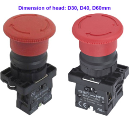 Ảnh của Nút nhấn đầu nấm, xoay để nhả, không đèn CHINT NP2-ES642 