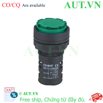 Ảnh của Đèn báo CHINT ND16-22AS/4 110V GRN phi 22
