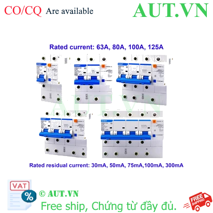 Ảnh của RCBO chống rò CHINT NXBLE-125 3P C80 50mA 