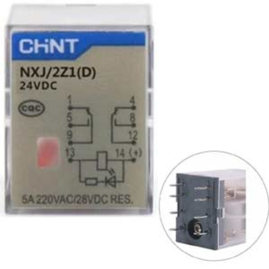 Ảnh của Rơ le 24vdc Chint 8 chân dẹt 5A | NXJ-DC24V-2Z1(D)