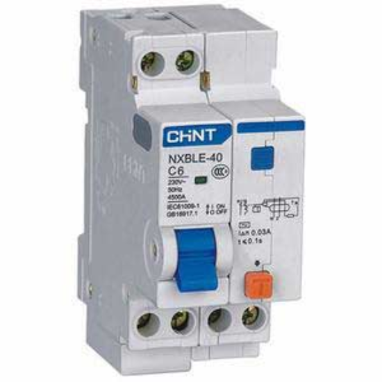 Ảnh của Áp tô mát chống giật (RCBO) CHINT NXBLE-40 1P+N C6 30mA 4.5kA 