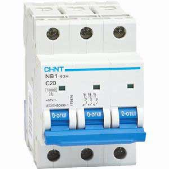 Ảnh của Áp tô mát CHINT NB1-63H 3P C20 10kA DB 