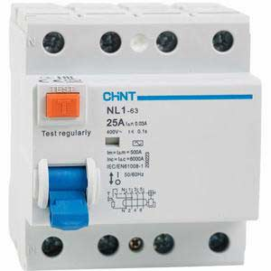 Ảnh của Cầu dao chống rò NL1-63 4P 25A 30mA AC 6kA CHINT