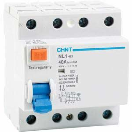 Ảnh của Aptomat chống giật CHINT NL1-63 4P 40A 30mA AC 6kA 