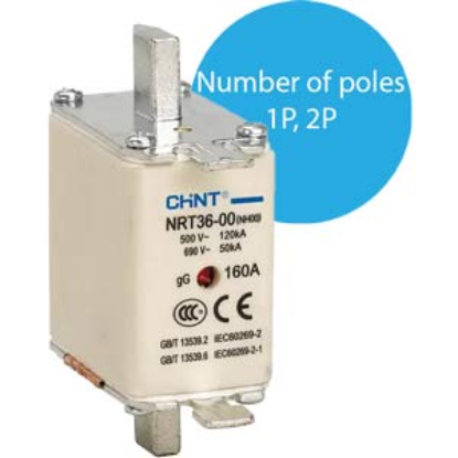 Ảnh của Cầu chì CHINT NRT36-00 1P - 160A - 690VAC - chính hãng