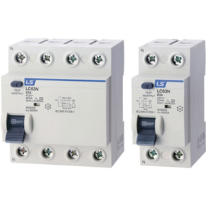 Ảnh của Áp tô mát chống giật dòng ngắn mạch 6kA LS LC63N 1P+N 40A 30mA AC-TYPE 